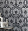 Fine Decor Luxury Milano Damask Glitter Black & Silver Wallpaper M95565