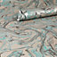 Fine Decor Marble Teal Silver Wallpaper Paste The Wall Textured Metallic Modern