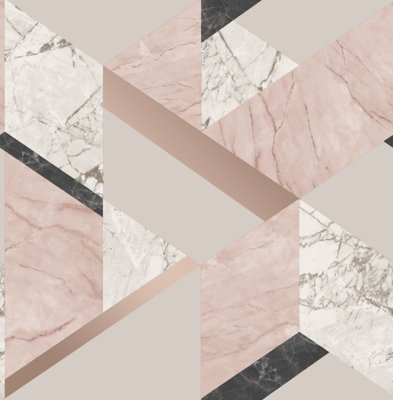 Fine Decor Marblesque Geometric Marble Pink Wallpaper FD42303
