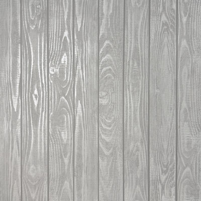 Fine Decor Metallic Wood Grey Luxury Wallpaper