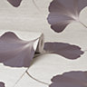 Fine Decor Miya Ginko Leaf Plum Wallpaper FD43150