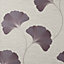Fine Decor Miya Ginko Leaf Plum Wallpaper FD43150