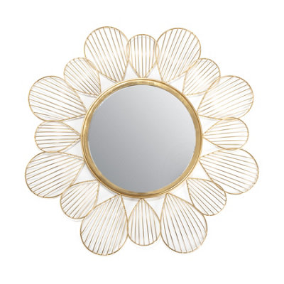Fine Decor MR3725W Adrina Floral Petal Metallic Mirror Gold