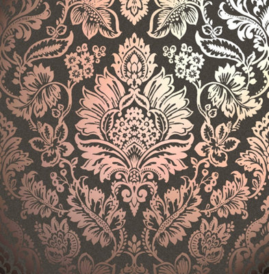 Fine Decor Platinum Damask Rose Gold Wallpaper FD42563