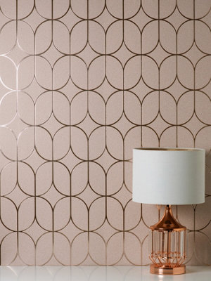 Fine Decor Platinum Rosco Trellis Pink Wallpaper FD42805