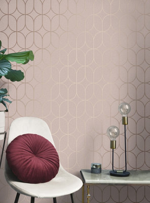 Fine Decor Platinum Rosco Trellis Pink Wallpaper FD42805