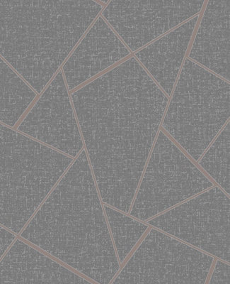 Fine Decor Quartz Fractal Geometric Copper Wallpaper FD42283