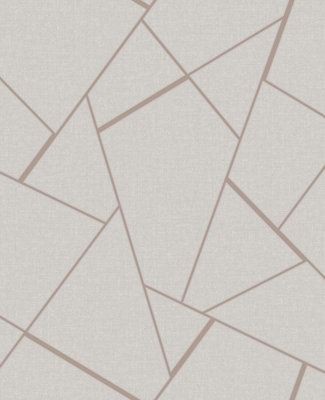 Fine Decor Quartz Fractal Geometric Rose Gold Wallpaper FD42282