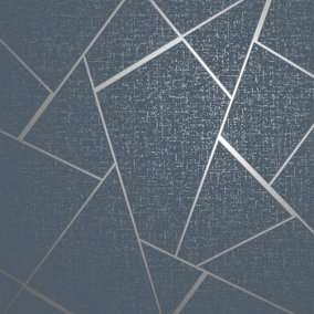 Fine Decor Quartz Fractal Navy Wallpaper FD42683 - Texture Shimmer Glitter