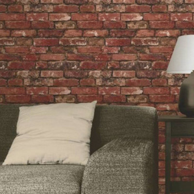 Fine Decor Red Brick Effect Wallpaper