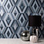 Fine Decor Shard Geo Blue & Silver Wallpaper FD42608