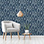 Fine Decor Shard Geo Blue & Silver Wallpaper FD42608