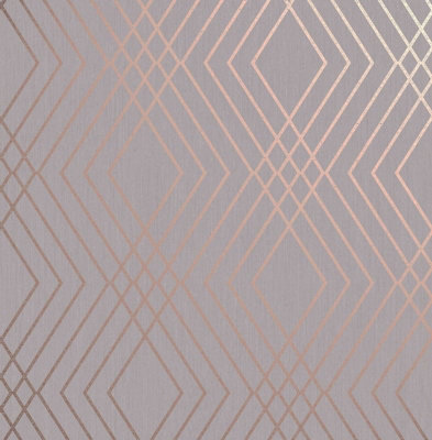 Fine Decor Shard Trellis Rose Gold Wallpaper FD42604