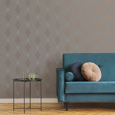 Fine Decor Apex Rose gold effect Geometric Smooth Wallpaper