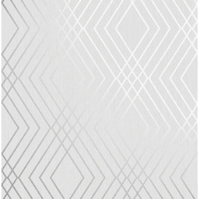 Fine Decor Shard Trellis Silver Wallpaper FD42603