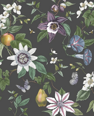 Fine Decor Sierra Floral Black Wallpaper FD43060