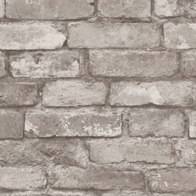 Fine Decor Silver Grey Brick Effect Wallpaper