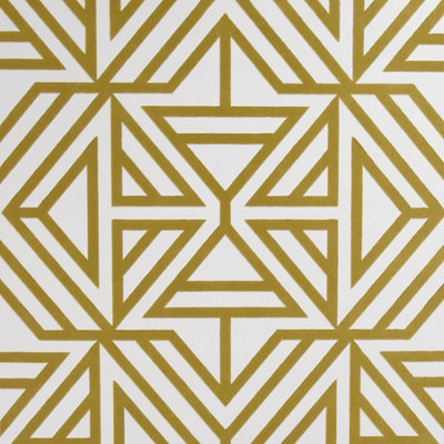 Fine Decor SP87330 Helios Geometric Fabric Flock Wallpaper, Mustard