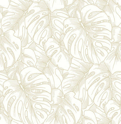 Fine Decor SP87341 Balboa Botanical Fabric Flock Wallpaper, Gold