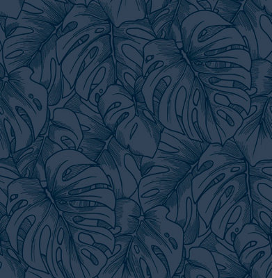 Fine Decor SP87342 Balboa Botanical Fabric Flock Wallpaper, Indigo