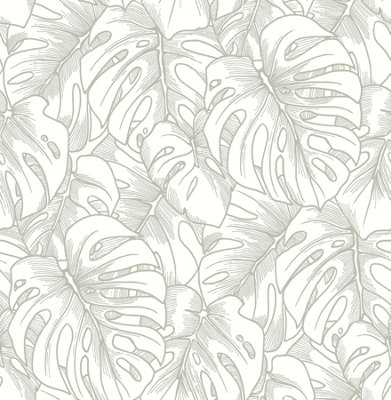 Fine Decor SP87344 Balboa Botanical Fabric Flock Wallpaper, Silver