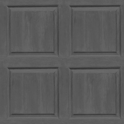Fine Decor Square Faux Realistic Wood Panel 3D Effect Charcoal Wallpaper FD43001