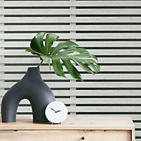 Fine Decor Wood Slats Effect Panel Wallpaper Grey/Black (FD43219)