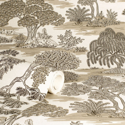 Fine Decor Zen Toile Natural Wallpaper