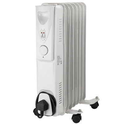 Fine Elements Portable 7 Fin Oil Filled Radiator Mobile Heater 1500W White Energy Saving