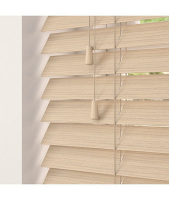 Fine Grain Faux Wood Venetian Blinds with Strings 130cm Drop x 70cm ...
