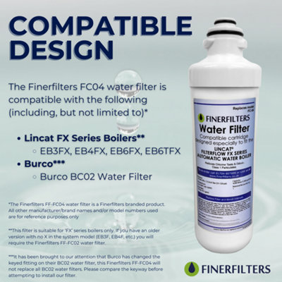 Finerfilters FC04 Water Filter Compatible with Burco BC02 and Lincat FilterFlow FX Series Water Boilers