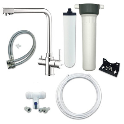 Finerfilters Premium Gold Under Sink Water Filter Kit - Azore - Brushed ...