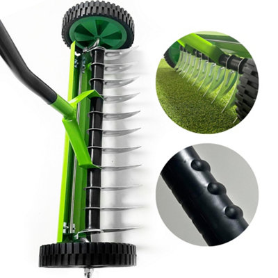 Finetree Green Manual Operated Lawn Aerator Grass Scarifier Rake with ...