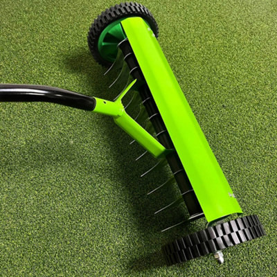Finetree Green Manual Operated Lawn Aerator Grass Scarifier Rake with ...