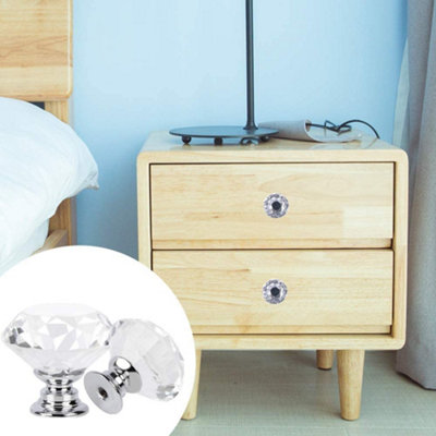 FiNeWaY Set of 10 Crystal Glass Door Knobs - Diamond Drawer Knobs for Kitchen & Bedroom Cabinets