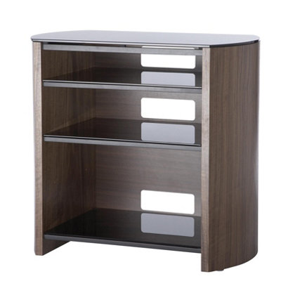 Finewoods 4 Shelves Walnut Look/Black Glass