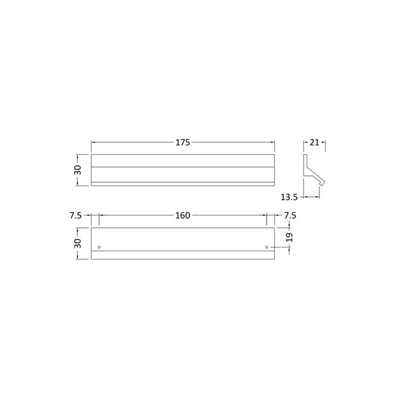 Finger Pull Handle, 175mm (160mm Centres) - Matt Black