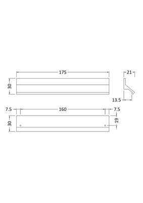Finger Pull Handle, 175mm (160mm Centres) - Matt Black