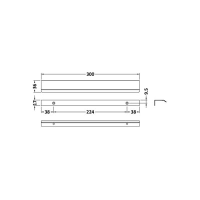 Finger Pull Handle, 300mm (224mm Centres) - Matt Black