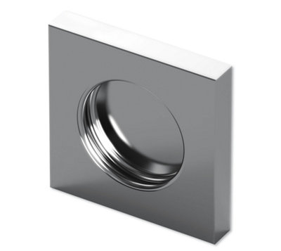 Finger pull handle, square, closed, self-adhesive, brushed stainless steel