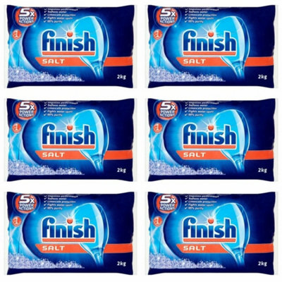 Finish Dishwasher Salt Bag, 2Kg (Pack of 6)