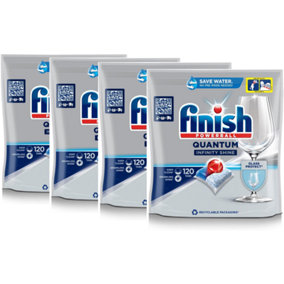 Finish Quantum Infinity Shine Dishwasher Tablets Bulk 120 Tabs Glass Protect - Pack of 4