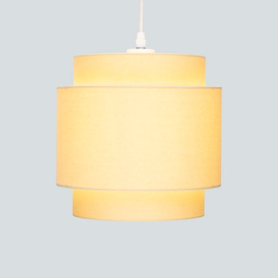 Finn 3 Tiered Drum Linen Lemon Yellow Light Shade (D)25cm, Lightshade Lampshade Pendant Ceiling, Table, Floor Lamp Easy Fit