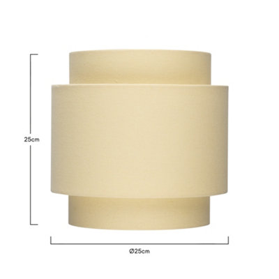 Finn 3 Tiered Drum Linen Lemon Yellow Light Shade (D)25cm, Lightshade Lampshade Pendant Ceiling, Table, Floor Lamp Easy Fit