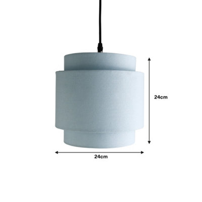 Finn 3 Tiered Drum Linen Sky Blue Light Shade D 25cm Lightshade Lampshade Pendant Ceiling Table