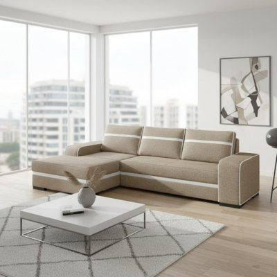 FINN living room corner sofa bed with sinuous spring wooden frame legs ...