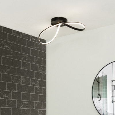 Finn Matte Black LED Swirl Bathroom Ceiling Light