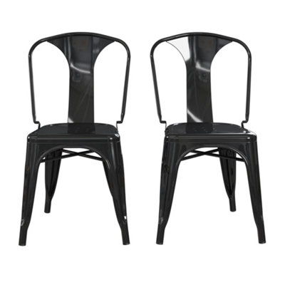 Finn Metal Dining Chair in Black, 2 pieces