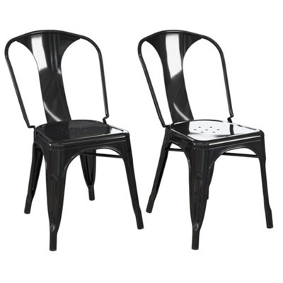 Finn metal dining chair in black, 2 pieces
