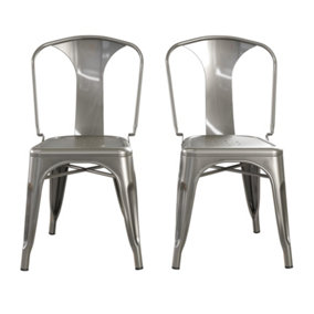 Finn metal dining chair in gun metal grey, 2 pieces
